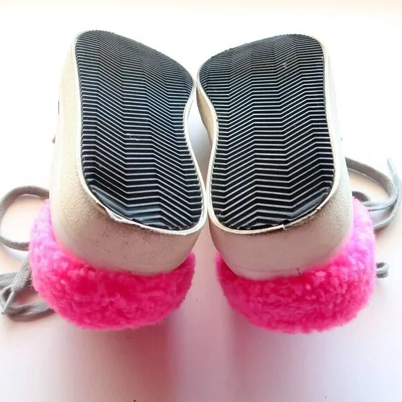 Steve Madden Polaris White Leather & Pink Sherpa Lace-up Star Sneakers Shoes 8 - Picture 11 of 16